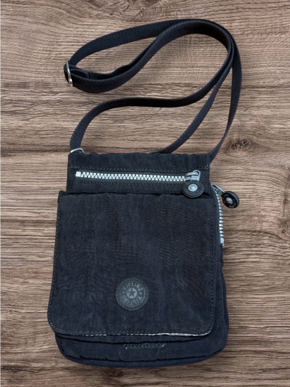 Kipling Eldorado Small Crossbody Bag Black Nylon Travel Organizer Purse